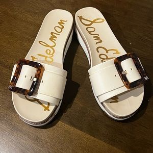 Sam Elderman Ariane slide sandal platform size 7 modern ivory